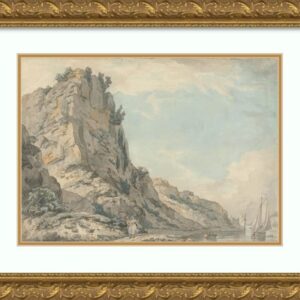 ArtDirect Francis Wheatley 18x14 Gold Ornate Frame and Double Matted Museum Art Print Titled - St. Vincent's Rock, Clifton, Bristol with Hotwell's Spring House in the Distance