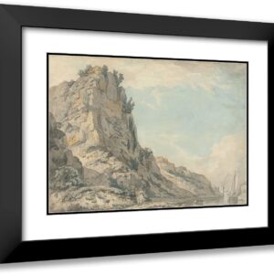 ArtDirect Francis Wheatley 24x18 Black Modern Frame and Double Matted Museum Art Print Titled - St. Vincent's Rock, Clifton, Bristol with Hotwell's Spring House in the Distance