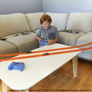 Hot Wheels RC Car, Remote-Control Rodger Dodger in 1:64 Scale, Race On and Off Track, includes Track Adapter​​