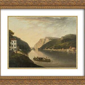 Hotwells And Rownham Ferry 24x20 Gold Ornate Frame and Double Matted Museum Art Print by William Williams