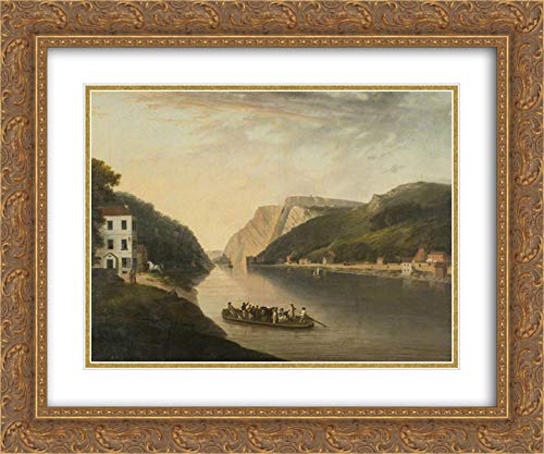 Hotwells And Rownham Ferry 24x20 Gold Ornate Frame and Double Matted Museum Art Print by William Williams