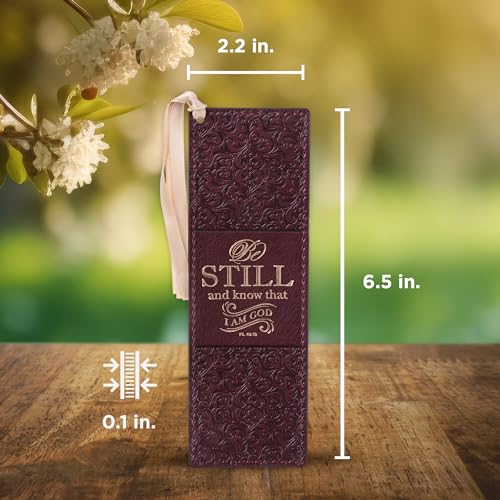 Christian Art Gifts Faux Leather Bookmark Be Still and Know Psalm 46:10 Bible Verse, Brown