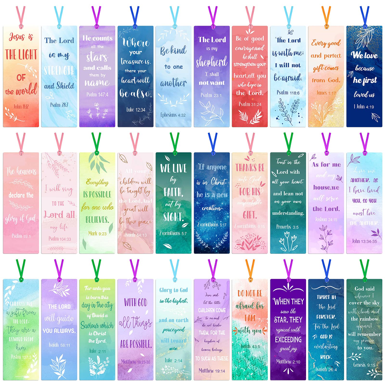 120 Pieces Bible Verses Bookmarks Watercolor Christian Bookmarks for Women Inspirational Spiritual Bible Bookmarks Christian Gifts Supplies for Women Men Book Lovers Book Club(Watercolor Style)