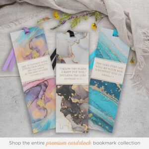 Christian Art Gifts Teal Marble Swirl Premium Scripture Bookmark God Will Be with You Joshua 1:9 Bible Verse Metallic Gold Accent Inspirational Bookmark for Men and Women w/Satin Ribbon