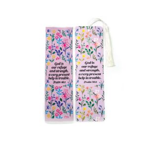 Fabric Bible Bookmark with Bonus Tassel Bookmark - Psalm 46:1: God Is Our Refuge and Strength Bible Book Markers - Christian Bookmarks for Women - Religious Bookmarks - Christian Gifts for Women