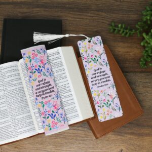 Fabric Bible Bookmark with Bonus Tassel Bookmark - Psalm 46:1: God Is Our Refuge and Strength Bible Book Markers - Christian Bookmarks for Women - Religious Bookmarks - Christian Gifts for Women