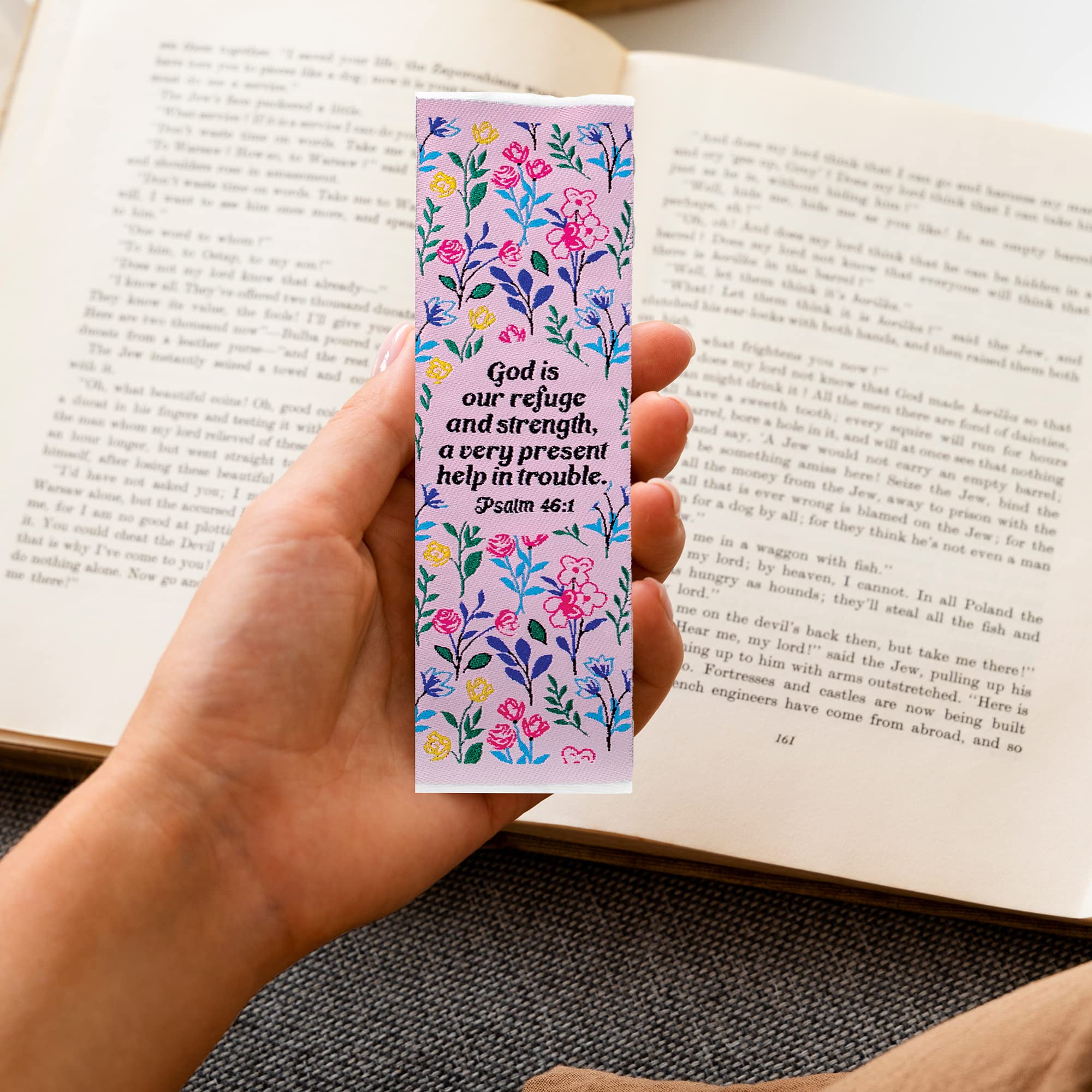 Fabric Bible Bookmark with Bonus Tassel Bookmark - Psalm 46:1: God Is Our Refuge and Strength Bible Book Markers - Christian Bookmarks for Women - Religious Bookmarks - Christian Gifts for Women