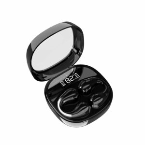 Clip-On Open Ear Headphones, Wireless Earbuds Bluetooth 5.3, Clip Earbuds with Digital Display Charging Case 80 Hours Playtime, IPX5 Waterproof Sports Earbuds for Cycling Running Work, Black