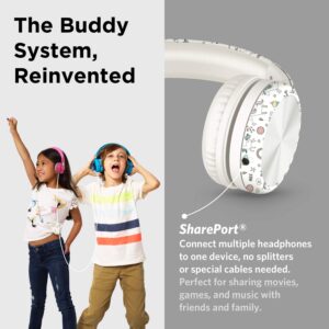 LilGadgets Connect+ Pro Kids Headphones with Mic and Cord, SharePort Technology, Over-Ear Foldable Headset, Volume Limit 93db, Wired Inline 3.5mm Jack for School- Magical Unicorns