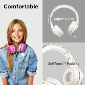 LilGadgets Connect+ Pro Kids Headphones with Mic and Cord, SharePort Technology, Over-Ear Foldable Headset, Volume Limit 93db, Wired Inline 3.5mm Jack for School- Magical Unicorns