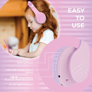 PowerLocus Kids Headphones Over-Ear, Bluetooth Wireless Headphones for Kids,with Microphone, Safe 85DB Volume Limited, Foldable with Carry Case, Audio Cable, Micro SD mode for Online Classes,PC,Phones