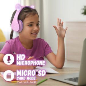 PowerLocus Kids Headphones Over-Ear, Bluetooth Wireless Headphones for Kids,with Microphone, Safe 85DB Volume Limited, Foldable with Carry Case, Audio Cable, Micro SD mode for Online Classes,PC,Phones