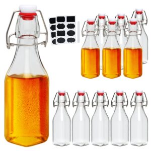 accguan glass bottle,250ml flip top glass bottle for kombucha, kefir, vanilla extract, beer, beverages, oil, vinegar, beer, soda,leak proof(12pcs)