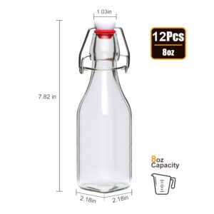 Accguan Glass Bottle,250ml Flip Top Glass Bottle for Kombucha, Kefir, Vanilla Extract, Beer, Beverages, Oil, Vinegar, Beer, Soda,Leak Proof(12pcs)