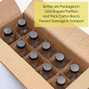 10 Pack, 4 oz Small Clear Glass Bottles with Lids & 3 Stainless Steel Funnels - 120ml Boston Round Sample Bottles for Potion, Juice, Ginger Shots, Oils, Whiskey, Liquids - NO Leakage