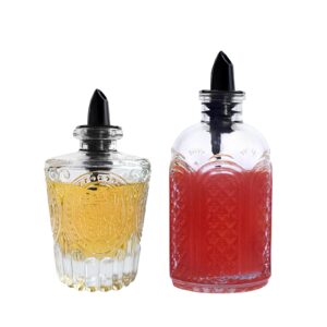 kitchen queen syrup bottles set of 2 - glass dispensers with leak-proof lids and pour spout - perfect for coffee syrups, honey, condiments, and olive oil