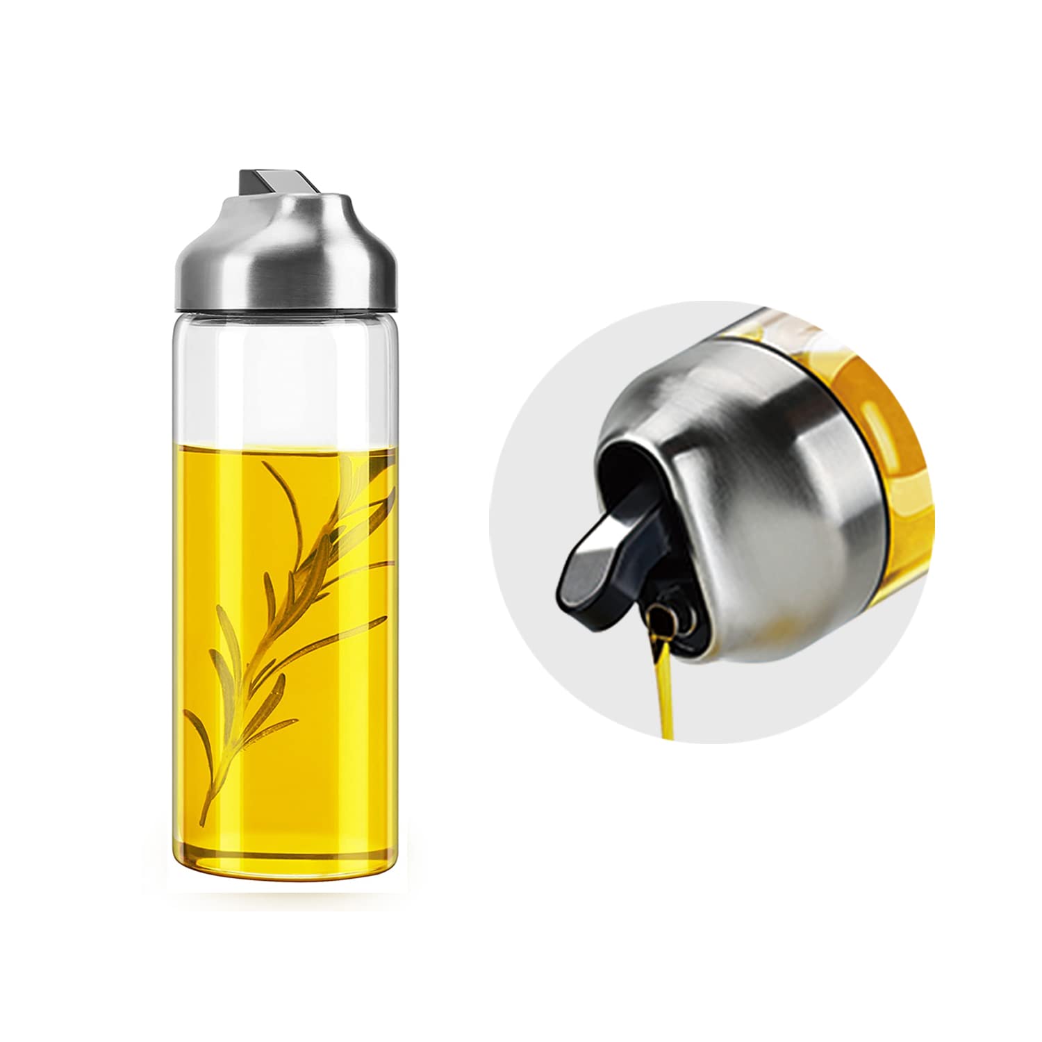 Aelga Olive Oil Dispenser Bottle - Glass Oil Dispenser-Oil Dispenser Bottle for Kitchen with Stainless Steel Spout