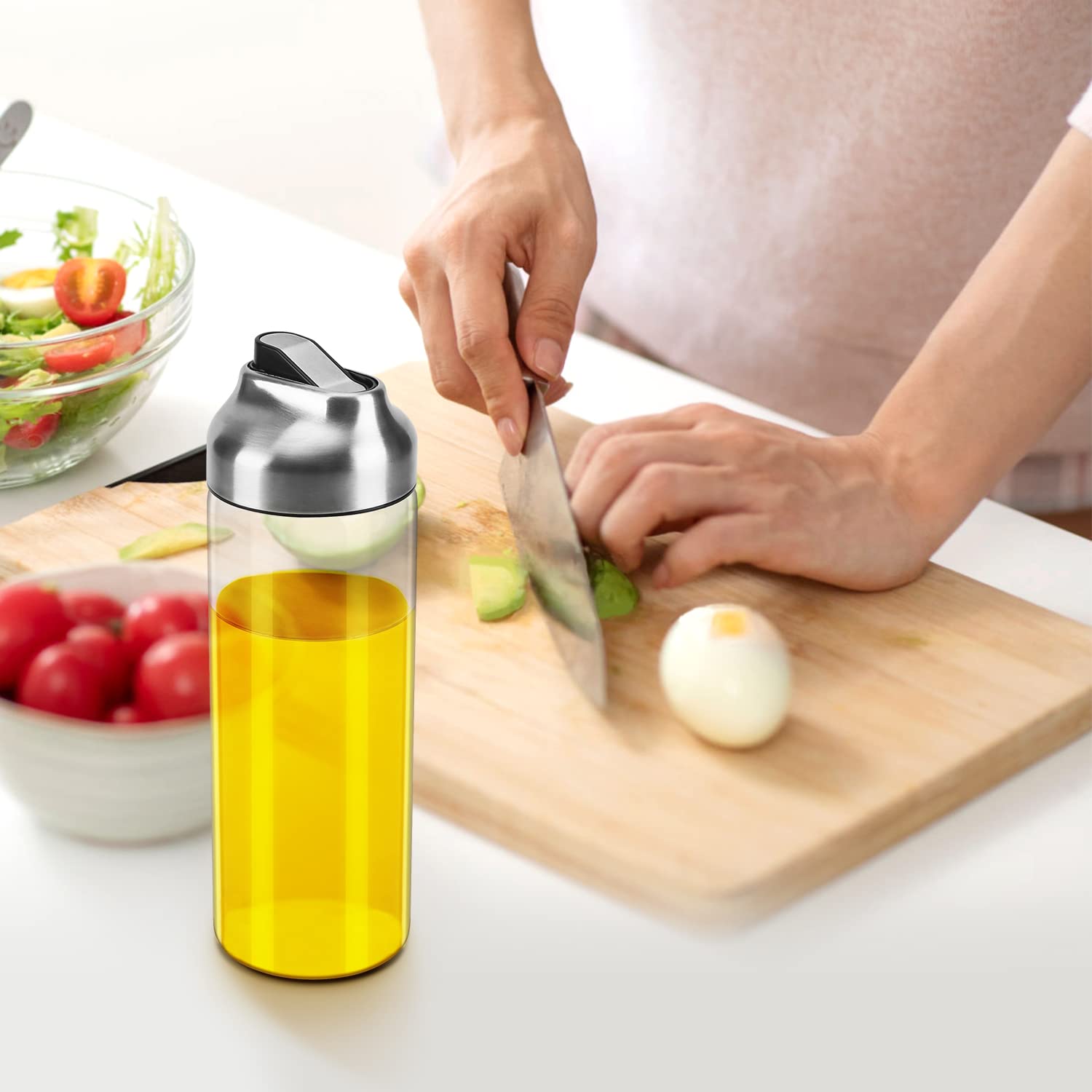 Aelga Olive Oil Dispenser Bottle - Glass Oil Dispenser-Oil Dispenser Bottle for Kitchen with Stainless Steel Spout