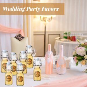 Queekay 20 PCS Mini Flip Top Glass Bottle with Stoppers Decorative Swing Top Bottles Small Glass Bottles with Lids Kraft Adhesive Round Stickers for Wedding Themed Party Favors(4.05 oz, 20 Pcs)