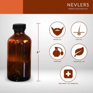 Nevlers 18 Pack 8 oz Amber Glass Bottles with Caps | The Brown Leak Proof Glass Bottles Includes Caps, Funnel, Brush, White Marker and Labels to Easily Identify the Contents