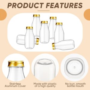 Roshtia 30 Pack 4oz 120ml Plastic Mini Milk Bottles Bulk Juice Shot Bottles with Lids Small Beverage Drink Containers for Restaurants Desserts Milk Iced Milkshakes Homemade (Gold)