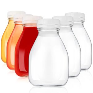 6 pcs 16oz glass milk bottles with lids small milk bottles container with lid for refrigerator storage reusable glass bottles for homemade almond milk coffee creamer parties breakfast wedding picnic