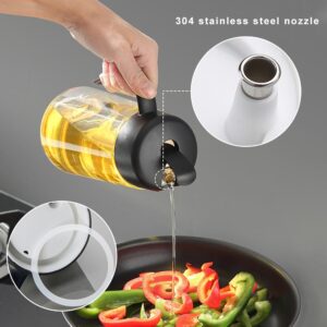 Olive Oil Dispenser Bottle, Leakproof Glass Oil Container with Non-Slip Handle, Automatic Cap and Stopper, True No Drip Auto Flip Cooking Oil Dispenser for Kitchen Cooking Black (1000ml/34oz)