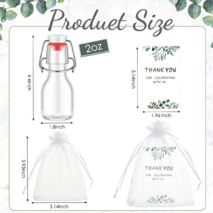 Dandat 24 Pieces 2 oz Mini Swing Top Glass Bottles Flip Top Glass Bottle Vanilla Extract Bottles with 24 Organza Bags and 24 Thank You Tags for Olive Oil Hot Sauce Potion Crafts Wedding Party Favors