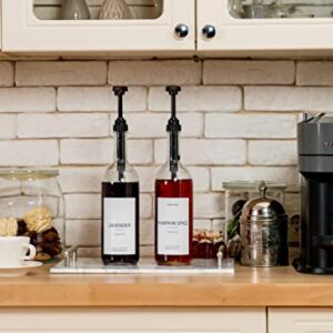 Demi's Home 25.4 oz 750 ml Glass Coffee Syrup Dispenser for Coffee Bar - 2 Pack - Comprehensive Label Set & ¼ oz Pumps Included - Coffee Bar Accessories