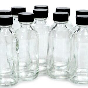 Vivaplex, 12, Clear, 2 oz Glass Bottles, with Lids