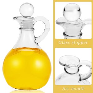 6 Set Glass Oil Bottle with Spout, Olive Oil Dispenser Cruet Bottle with Stopper Vinegar Dispenser Set Cruet Bottle Pourer Stopper Pot for Syrup Olive Oil Salad Water (Elegant Style)