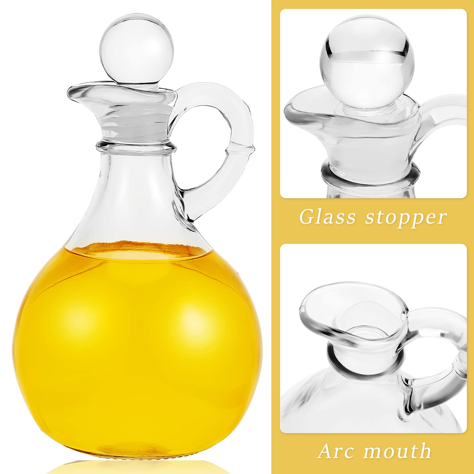 6 Set Glass Oil Bottle with Spout, Olive Oil Dispenser Cruet Bottle with Stopper Vinegar Dispenser Set Cruet Bottle Pourer Stopper Pot for Syrup Olive Oil Salad Water (Elegant Style)