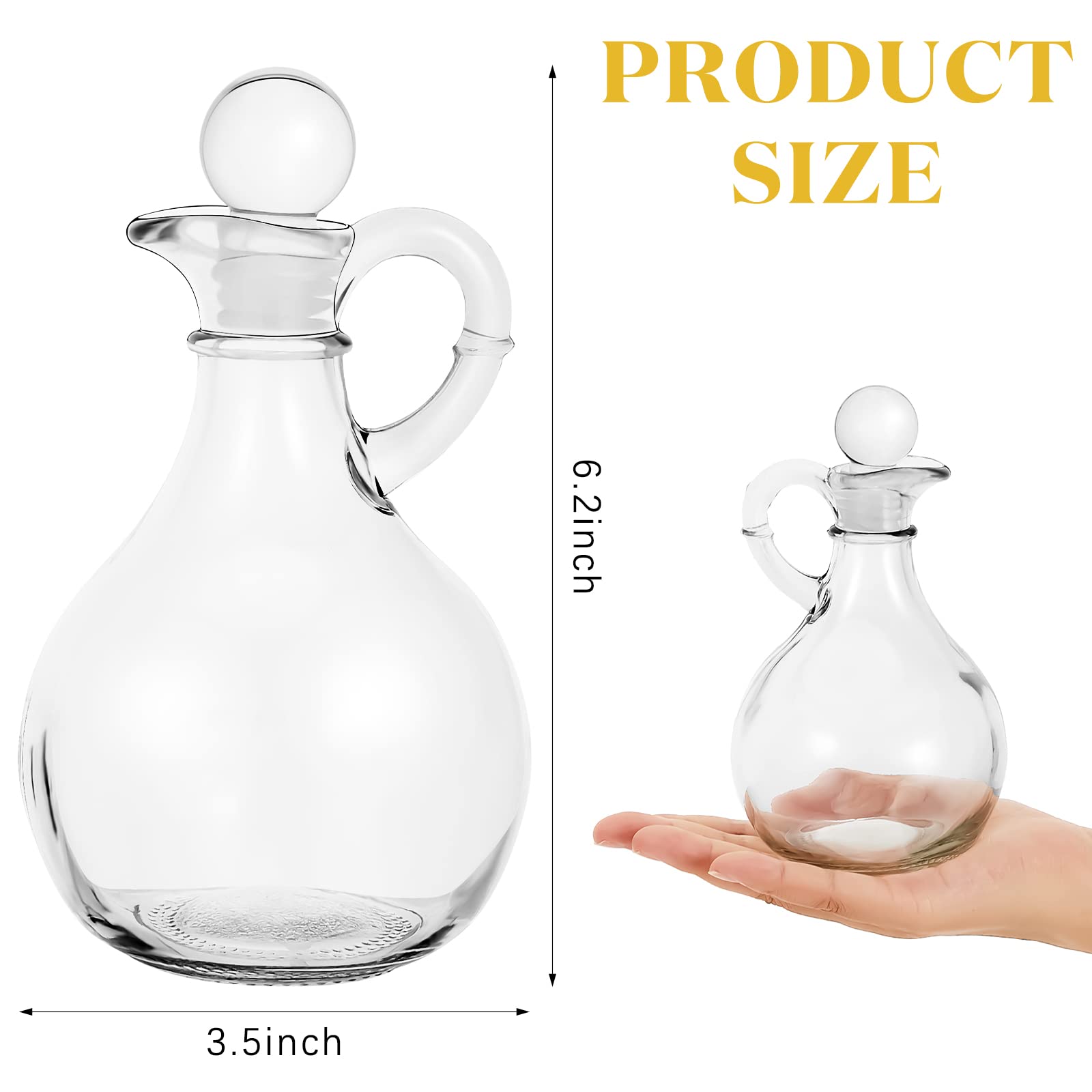 6 Set Glass Oil Bottle with Spout, Olive Oil Dispenser Cruet Bottle with Stopper Vinegar Dispenser Set Cruet Bottle Pourer Stopper Pot for Syrup Olive Oil Salad Water (Elegant Style)