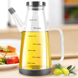 Large High Borosilicate Glass Oil Bottle for Cooking,25floz Oil and Vinegar Dispenser Cruet with Non-Slip Silicone Base,Big Kitchen No Drip Liquid Container for Olive Oil,Soy Sauce,Syrup (750ml)