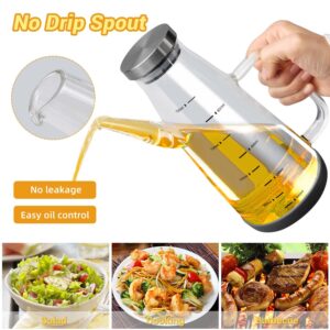 Large High Borosilicate Glass Oil Bottle for Cooking,25floz Oil and Vinegar Dispenser Cruet with Non-Slip Silicone Base,Big Kitchen No Drip Liquid Container for Olive Oil,Soy Sauce,Syrup (750ml)