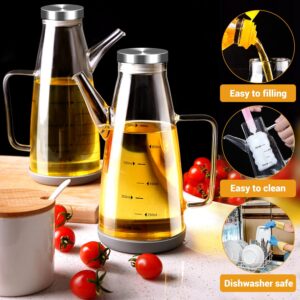 Large High Borosilicate Glass Oil Bottle for Cooking,25floz Oil and Vinegar Dispenser Cruet with Non-Slip Silicone Base,Big Kitchen No Drip Liquid Container for Olive Oil,Soy Sauce,Syrup (750ml)