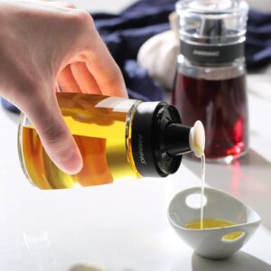 Aminno 5.5oz Oil and Vinegar Cruets 2 Pack, Glass Oil Dispenser Bottles for Cooking, Leakproof and Drip Free Spouts