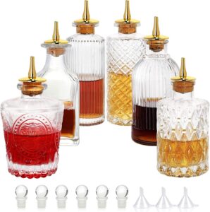 bitters bottles set of 6 - glass dasher bottles with dash top and stopper great dispenser bottle for your bitters great for homemade cocktail and bartender