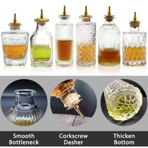 Bitters Bottles Set of 6 - Glass Dasher Bottles with Dash Top and Stopper Great Dispenser Bottle For Your Bitters Great for homemade Cocktail and Bartender