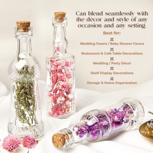 Kitchen Lux Vintage Small Bottles With Corks, Assorted Shapes [12-Pack] Clear Mini Glass Jars With Cork Lids For Crafts, Party Favors & Wedding Decorations- Small Bud Vases/Sand Art Bottles