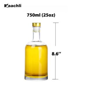 Kaachli Clear Glass Bottles 25 oz (750 ml) 3 - Pack for Wine Beverages Drinks Oil Vinegar Kombucha Beer Water Soda with Cork Stopper Airtight Lid