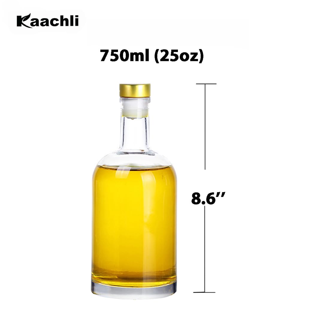 Kaachli Clear Glass Bottles 25 oz (750 ml) 3 - Pack for Wine Beverages Drinks Oil Vinegar Kombucha Beer Water Soda with Cork Stopper Airtight Lid