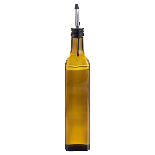 Restaurantware RW Base 16.9 Ounce Olive Oil Dispenser 1 Kitchen Oil Dispenser Bottle - With Stainless Steel Pourer Non-Leaking Amber Glass Olive Oil Pourer For Cooking Or Salad Dressings