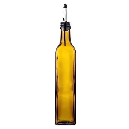 Restaurantware RW Base 16.9 Ounce Olive Oil Dispenser 1 Kitchen Oil Dispenser Bottle - With Stainless Steel Pourer Non-Leaking Amber Glass Olive Oil Pourer For Cooking Or Salad Dressings