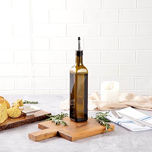 Restaurantware RW Base 16.9 Ounce Olive Oil Dispenser 1 Kitchen Oil Dispenser Bottle - With Stainless Steel Pourer Non-Leaking Amber Glass Olive Oil Pourer For Cooking Or Salad Dressings