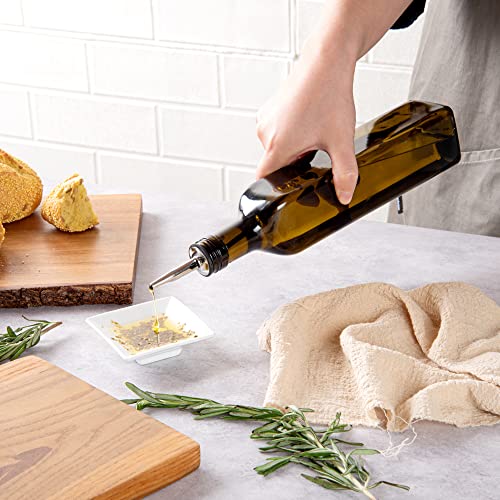 Restaurantware RW Base 16.9 Ounce Olive Oil Dispenser 1 Kitchen Oil Dispenser Bottle - With Stainless Steel Pourer Non-Leaking Amber Glass Olive Oil Pourer For Cooking Or Salad Dressings