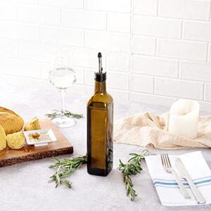 Restaurantware RW Base 16.9 Ounce Olive Oil Dispenser 1 Kitchen Oil Dispenser Bottle - With Stainless Steel Pourer Non-Leaking Amber Glass Olive Oil Pourer For Cooking Or Salad Dressings