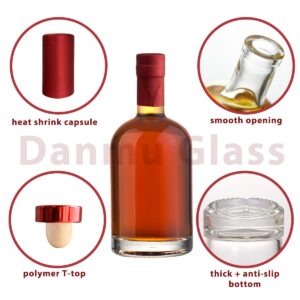 Danmu 8 Pack Glass Bottles, 12.6oz Glass Bottles with Cork,Glass Bottles with Lids,Wine Bottles,Sauce Bottles,Shrink Capsules Included,375ml Glass Bottles for Decorations, Party Favors