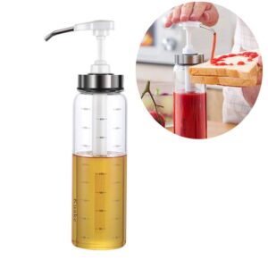 Yardwe Empty Ketchup Bottles Pump Bottle Dispenser Food Storage Jars Glass Pump Dispenser Empty Squeeze Bottle Pepper Sauce Bottles Sauce Squeeze Bottle Dressing Household White re-usable