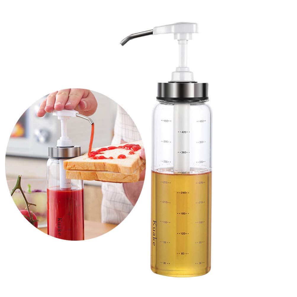 Yardwe Empty Ketchup Bottles Pump Bottle Dispenser Food Storage Jars Glass Pump Dispenser Empty Squeeze Bottle Pepper Sauce Bottles Sauce Squeeze Bottle Dressing Household White re-usable